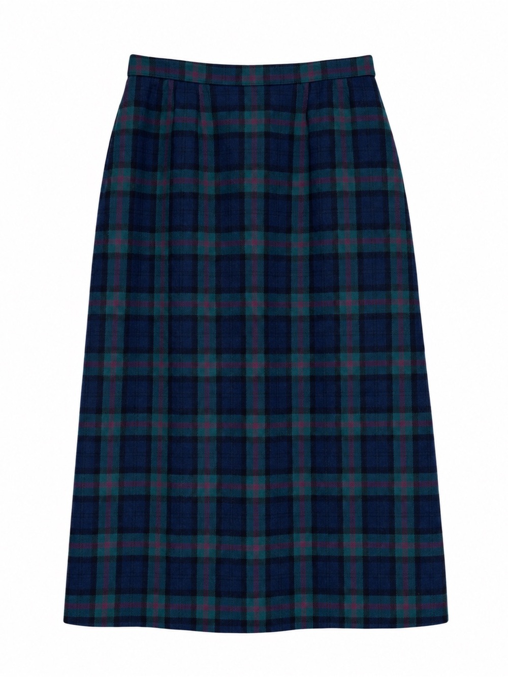 Pendleton Navy, Teal and Burgundy Plaid Maxi Skirt